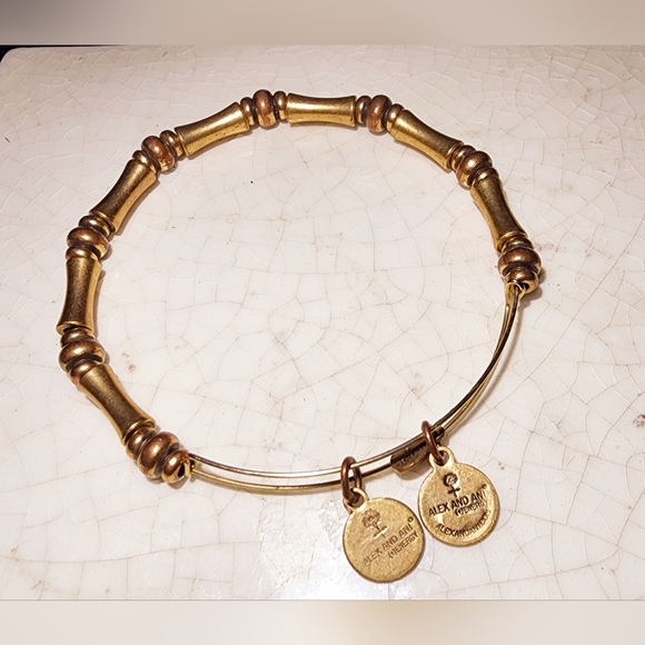 Alex and Ani gold tone bamboo bracelet bangle bar rafaelia - Picture 2 of 4